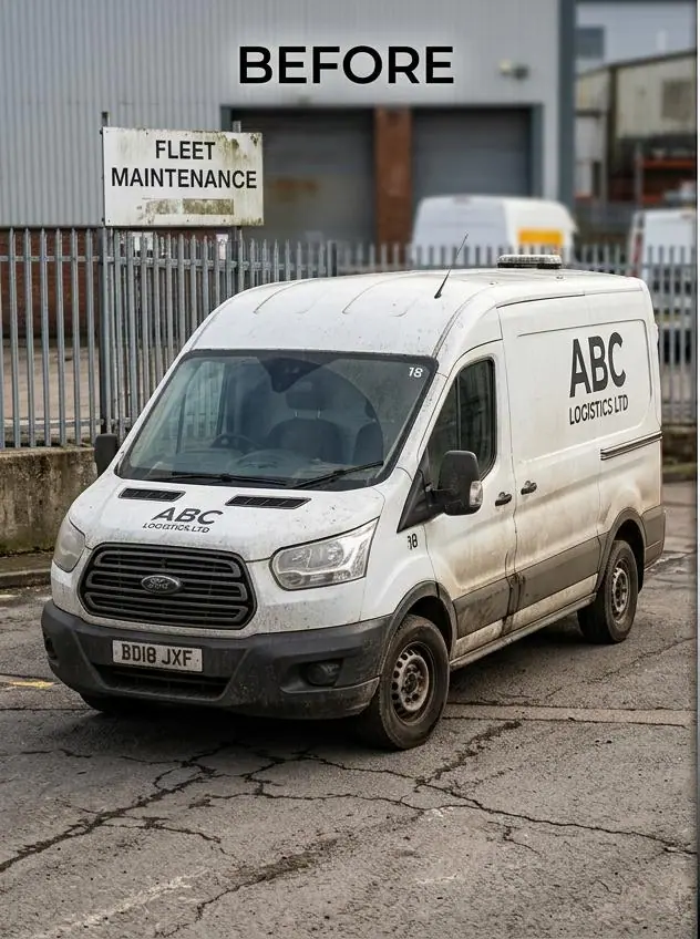 Commercial van before cleaning
